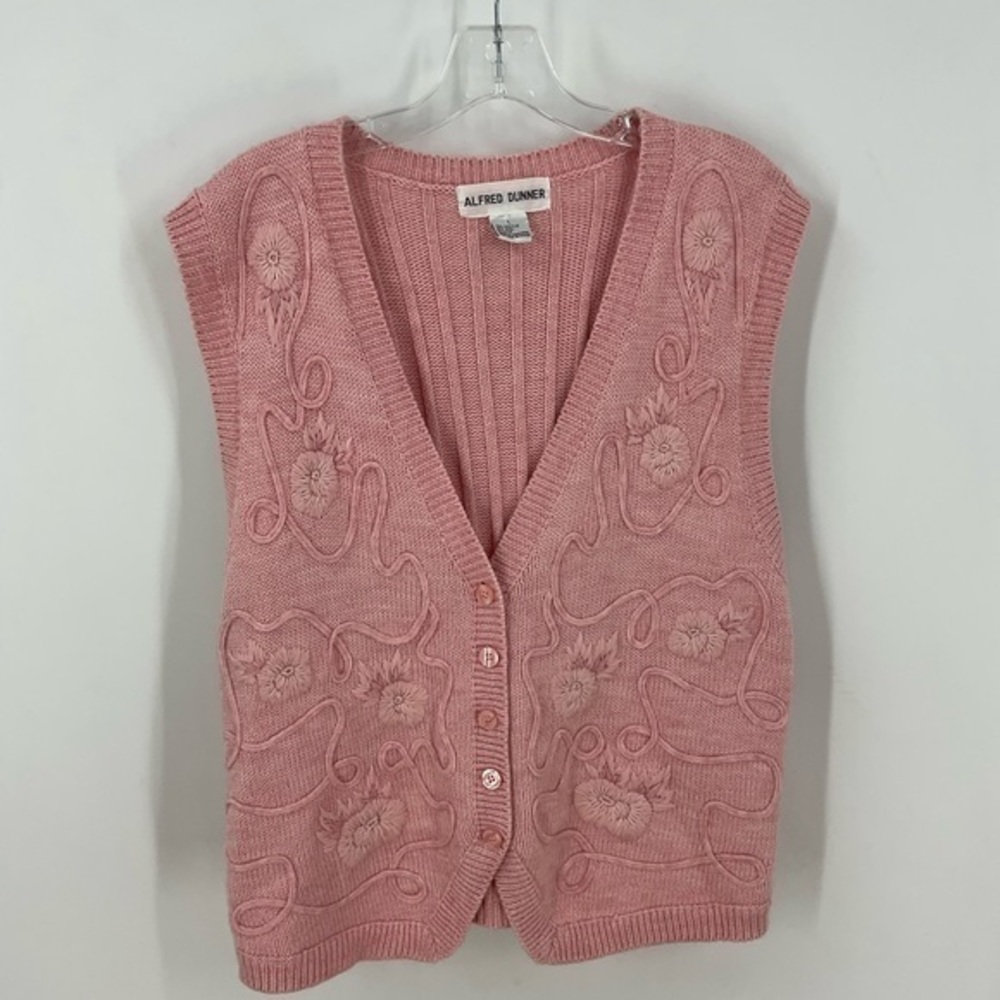Alfred dunner vintage embroidered floral button front BoHo grandma core vest